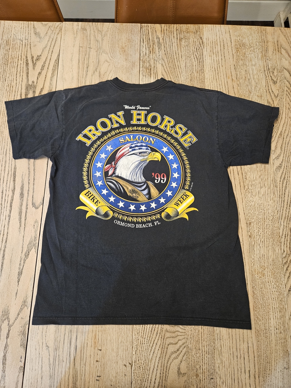 1999 Iron Horse Saloon Bike Week Black Graphic Motorcycle Tee Shirt Eagle USA